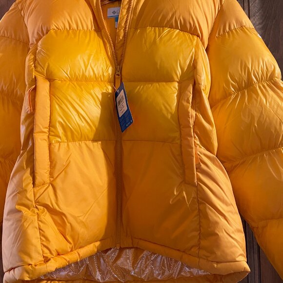 Firm! BNWT Columbia Pike Lake Omni Hooded Puffer Coat Jacket. Yellow Women's XL - Picture 4 of 14